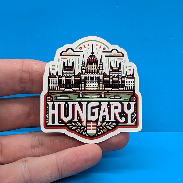 Hungary Travel Sticker // Hungarian Decal for suitcase, laptop, car or water bottle, luggage tag, travel gift