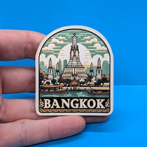 Bangkok Travel Sticker // Thailand Decal for suitcase, laptop, car or water bottle, luggage tag, travel gift