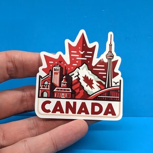 Sticker voyage Canada // Sticker canadien pour valise, ordinateur portable, voiture ou bouteille d'eau, étiquette de bagage, cadeau de voyage