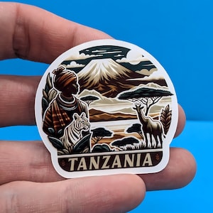 Adesivo de viagem da Tanzânia // Adesivo da África Oriental para mala, laptop, carro ou garrafa de água, etiqueta de bagagem, presente de viagem