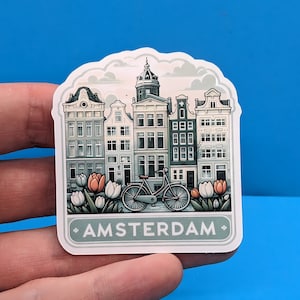 Amsterdam Travel Sticker // Netherlands Decal for suitcase, laptop, car or water bottle, luggage tag, travel gift