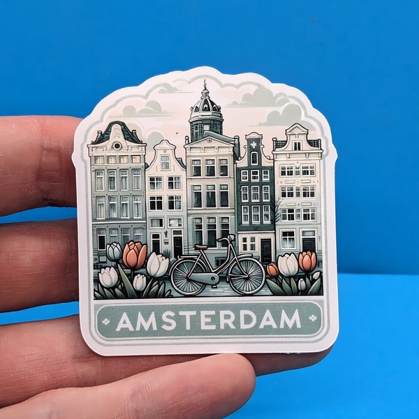 Amsterdam Reiseaufkleber // Niederlande Aufkleber für Koffer, Laptop, Auto oder Wasserflasche, Gepäckanhänger, Reisegeschenk