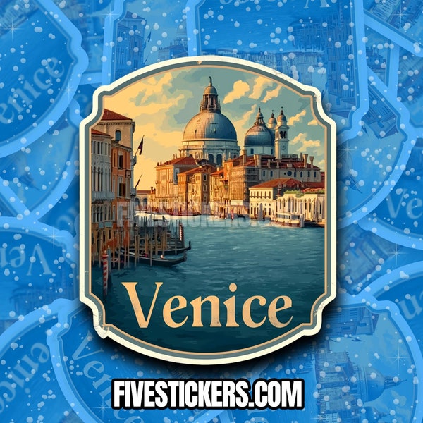 Sticker de voyage Venise // Sticker Italie pour valise, ordinateur portable, voiture ou bouteille d'eau, étiquette de bagage, cadeau de voyage