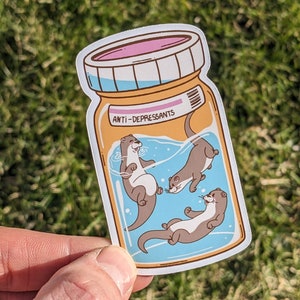 Antidepressivum Otter - Otter-Aufkleber - Aufkleber für psychische Gesundheit - Tieraufkleber - Niedliche Aufkleber