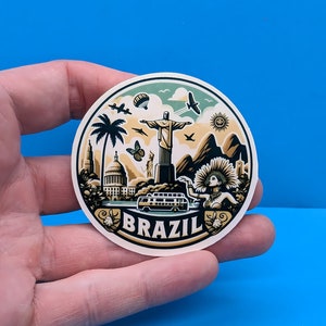 Pegatina de viaje de Brasil // Calcomanía brasileña para maleta, computadora portátil, automóvil o botella de agua, etiqueta de equipaje, regalo de viaje