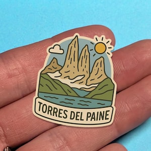 Torres del Paine - (Multiple sizes) - Doodle Travel Sticker // Chile Suitcase Decal // laptop, car or water bottle, luggage tag, travel gift