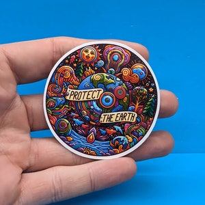 Protege la Tierra // Pegatina de activismo // Calcomanía "Salva el planeta" para portátiles, termos, diarios, coches y fundas de teléfono.