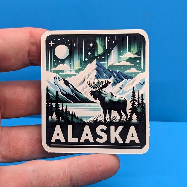 Alaska Travel Sticker // Alaskan Decal for suitcase, laptop, car or water bottle, luggage tag, travel gift