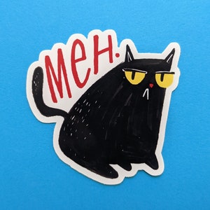 Unamused Cat Sticker | Schwarze Katze Aufkleber | Lustiger Katzen Aufkleber, süsser Katzen Aufkleber, Laptop Aufkleber