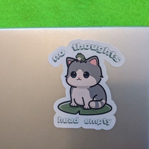 Geen gedachten: hoofd lege kat vinylsticker grappige stickers voor dierenliefhebbers