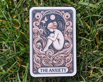 Tarot Card Sticker "The Anxiety" Vinyl Mental Health Decal - Laptop Sticker, Therapy Sticker, Water Bottle Sticker