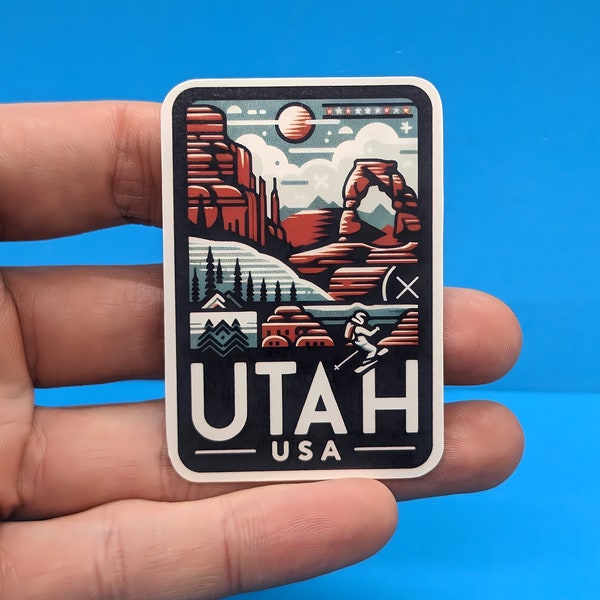 Utah Travel Sticker // USA State Decal for suitcase, laptop, car or water bottle, luggage tag, travel gift