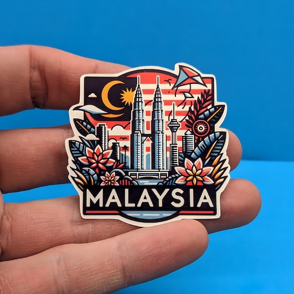 Malaysia Travel Sticker // Decal for suitcase, laptop, car or water bottle, luggage tag, travel gift