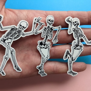 3 Skeleton dancing stickers - Skeleton Sticker - Dance Macabre sticker - Skull drawing - Laptop sticker