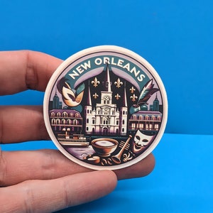 Pegatina de viaje de Nueva Orleans: calcomanía para maletas, portátiles, coches, botellas de agua, etiquetas para equipaje