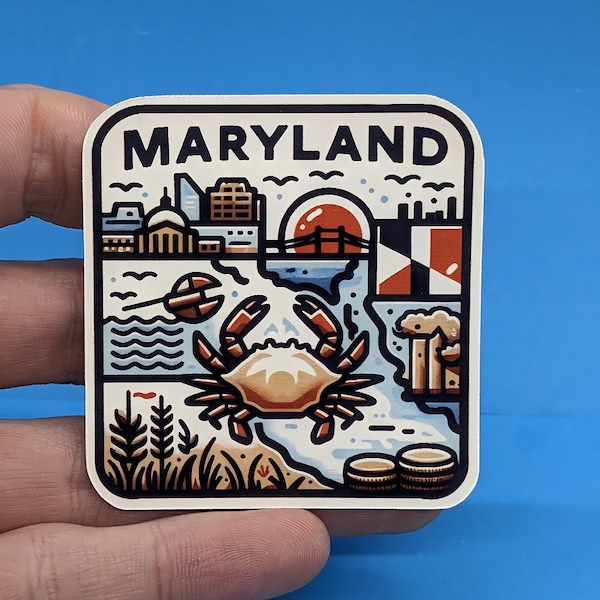 Maryland Travel Sticker // US State Decal for suitcase, laptop, car or water bottle, luggage tag, travel gift