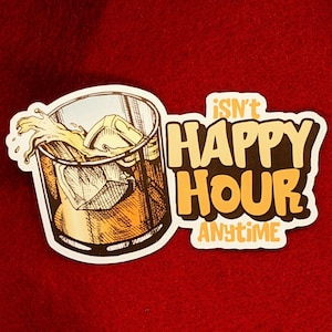Johnny Depp Amber Heard-sticker 'Isn't Happy Hour Anytime'-sticker