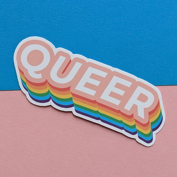 Colorful Queer Sticker | LGBTQ Stickers | Pride Stickers for Water Bottle, Laptops, Cars