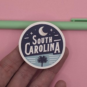 Reissticker staat Zuid-Carolina | Minimalistisch design vinyl sticker | Perfect voor laptops, waterflessen, bagage en reisdagboeken