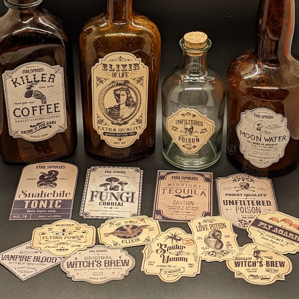 Apothecary labels - Physical Product - Cool Vintage Labels - Stickers