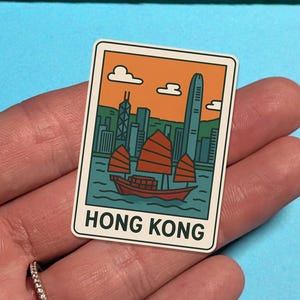 Adesivo de viagem para Hong Kong - Série retrô - adesivo para malas, laptops - Presente de viagem