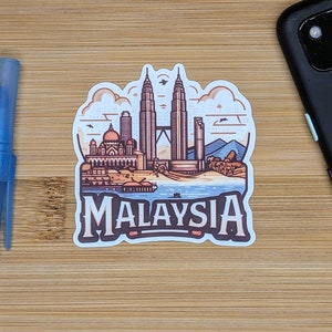 Adhesivo de viaje de Malasia 002: adhesivo de Asia para maletas, portátiles, botellas de agua Más