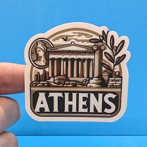 Adesivo de viagem de Atenas // Adesivo de viagem da Grécia para mala, laptop, carro ou garrafa de água, etiqueta de bagagem, presente de viagem