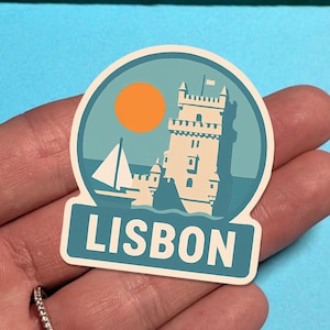 Lisbon Portugal Travel Sticker - Simple Series - suitcase sticker for luggage, laptops - Travel Gift