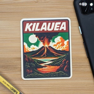Pegatina de viaje del volcán Kilauea, resistente a la intemperie, para diario de equipaje, decoración, PEGATINA PARA MALETA
