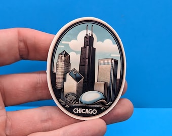 Chicago Travel Sticker // Decal for suitcase, laptop, car or water bottle, luggage tag, travel gift