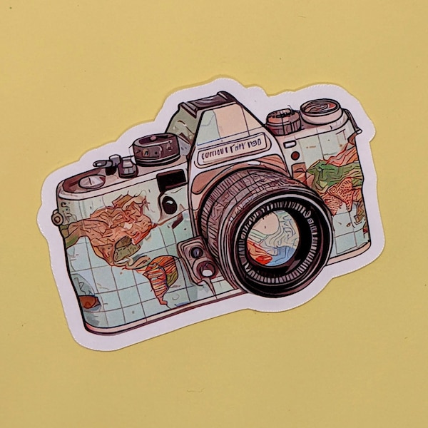 Photography Adventure: World Camera Sticker, travel stickers, photography sticker, laptop sticker