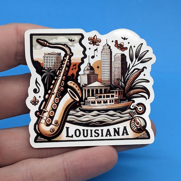 Louisiana Travel Sticker // State Decal for suitcase, laptop, car or water bottle, luggage tag, travel gift