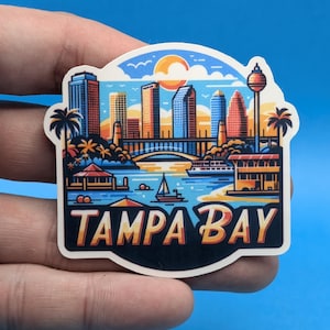 Adesivo de viagem da Baía de Tampa // Adesivo de estado dos EUA para mala, laptop, carro ou garrafa de água, etiqueta de bagagem, presente de viagem