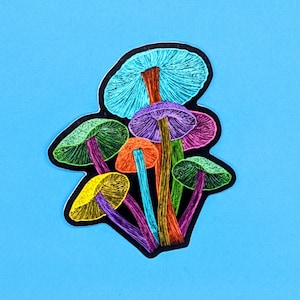 Trippy Neon Pilz-Aufkleber für Laptops Coole Neon-Kunst Einzigartige Vinyl-Abziehbild