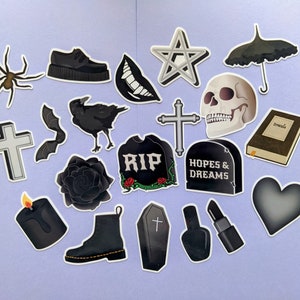 Goth Aesthetic Sticker Pack - 20 Goth Stickers - Laptop Stickers, Water Bottle Stickers