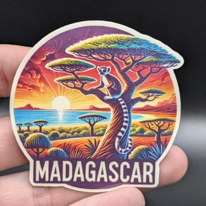 Madagaskar Reiseaufkleber // Ostafrika Kofferaufkleber, Reisetagebuch, Gepäck, Wetterfest Die Cut Aufkleber
