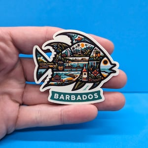 Adesivo de viagem para Barbados // Adesivo de ilha caribenha para mala, laptop, carro ou garrafa de água, etiqueta de bagagem, presente de viagem