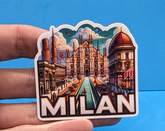 Milan Travel Sticker // Itay Decal for suitcase, laptop, car or water bottle, luggage tag, travel gift