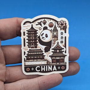 Adesivo de viagem da China 001 Decalque do país para mala, laptop, carro, garrafa de água, presente de viagem perfeito