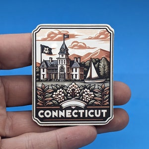 Connecticut Travel Sticker // State Decal for suitcase, laptop, car or water bottle, luggage tag, travel gift