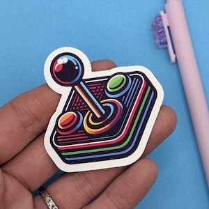 Sticker pour manette de jeu rétro - Sticker vinyle néon arcade pour ordinateur portable, bouteille d'eau, esthétique gamer