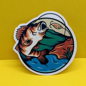 Pegatina de pesca de lubina, pegatina de pesca, pegatina de barco, pegatina de caja de aparejos, calcomanía de pesca