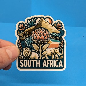Adesivo da viaggio per il Sud Africa // Decalcomania per valigia, laptop, auto o bottiglia d'acqua, etichetta per bagaglio, regalo da viaggio