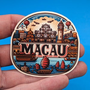 Adesivo de viagem de Macau // Adesivo da China para mala, laptop, carro ou garrafa de água, etiqueta de bagagem, presente de viagem