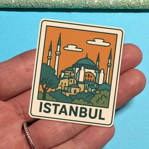 Adesivo de viagem Istambul Turquia - Série Retro - adesivo para mala, laptop - Presente de viagem