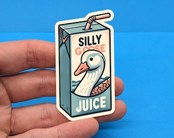 Silly Goose Juice, Funny Goose Sticker For Laptop, Water Bottle, Hydro flask, Phone, Hard Hat, Computer, Gift,