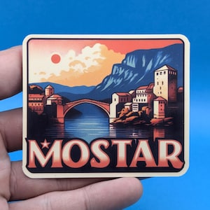 Mostar Reiseaufkleber // Bosnien und Herzegowina Kofferaufkleber, Reisetagebuch, Gepäck, wetterfest gestanzter Aufkleber