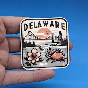 Pegatina de viaje de Delaware // Calcomanía de Delaware para maleta, computadora portátil, automóvil o botella de agua, etiqueta de equipaje, regalo de viaje