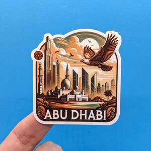 Pegatina de viaje de Abu Dhabi // Calcomanía de los Emiratos Árabes Unidos para maletas, computadoras portátiles, automóviles o botellas de agua, etiquetas de equipaje, regalos de viaje