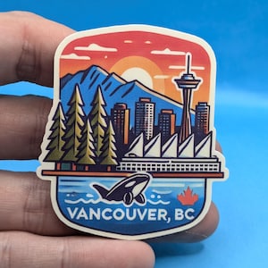 Vancouver BC // Décalcomanie canadienne pour valise, ordinateur portable, voiture ou bouteille d'eau, étiquette de bagage, cadeau de voyage